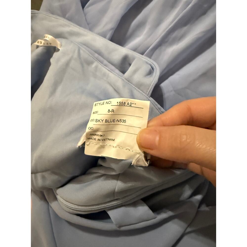 NWT After Six CONTOURED WIDE STRAP SWEETHEART MAXI DRESS IN SKY BLUE SZ 8R - Picture 7 of 11